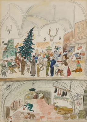 Illustration for 'The High World' by Ludwig Bemelmans - Auction record, sale price, and art valuation. Compare with similar artists and explore comparable artworks.