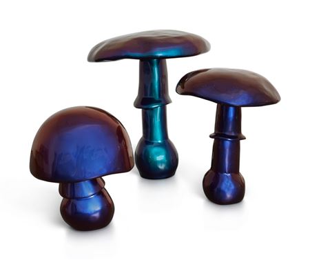 Mushroom (KK 715 Royal Berry); Mushroom (KK 710 Majestic Royal); Mushroom (KK 743 Aqua Purpleen) [Three Works] by Sylvie Fleury - Auction record, sale price, and art valuation. Compare with similar artists and explore comparable artworks.
