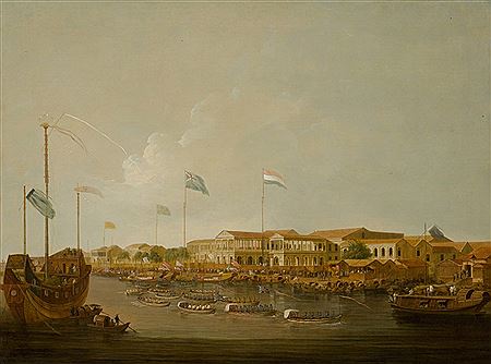 The Hongs at Canton from the south-east, with a Regatta on the Pearl River by Thomas Daniell - Auction record, sale price, and art valuation. Compare with similar artists and explore comparable artworks.