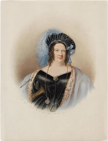 [Beffin, Sarah] | An accomplished self-portrait "Painted by herself without hands"