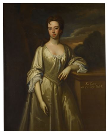 Portrait of Elizabeth Somers (1655-1745), three-quarter length, in a white dress