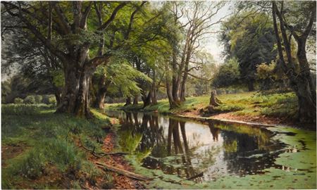 A Woodland Stream on a Summer Day by Peder Mork Monsted - Auction record, sale price, and art valuation. Compare with similar artists and explore comparable artworks.