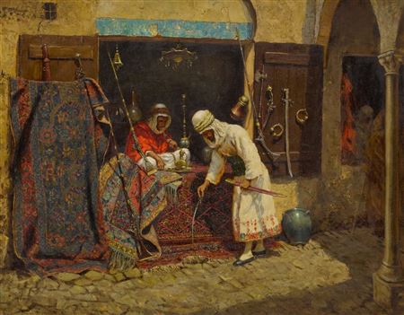 Inspecting the Sword by Addison Thomas Millar - Auction record, sale price, and art valuation. Compare with similar artists and explore comparable artworks.