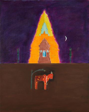 Nandi Bull in Front of Temple III by Craigie (John Ronald) Aitchison - Auction record, sale price, and art valuation. Compare with similar artists and explore comparable artworks.