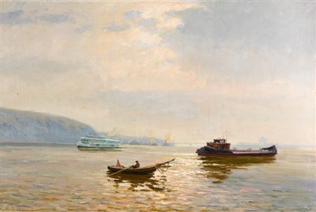Sample artwork by Mikhail Arkadevich Suzdal (1917 - 1998), known for paintings of outdoor scenes with figures, buildings, genre, floral still life - View similar artists and auction records