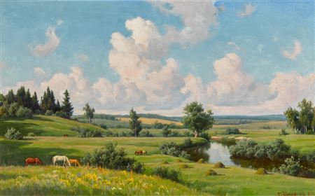 Sample artwork by Boris Valentinovich Scherbakov (1916 - 1996), known for landscape, genre, figure and history painting - View similar artists and auction records