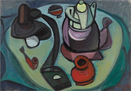 Still Life with Pipe and Teapot by Yullo Sooster - Auction record, sale price, and art valuation. Compare with similar artists and explore comparable artworks.