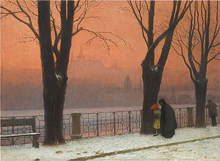 Winter in Prague by Jakob Schikaneder - Auction record, sale price, and art valuation. Compare with similar artists and explore comparable artworks.