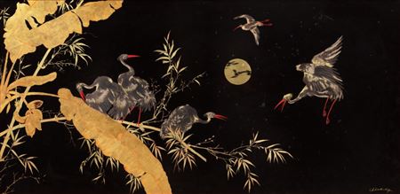 Cranes under the moon by Thanh Lap - Auction record, sale price, and art valuation. Compare with similar artists and explore comparable artworks.