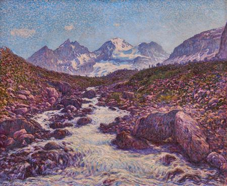 Blümlisalp - Oberland, 1905 by Louis Rheiner - Auction record, sale price, and art valuation. Compare with similar artists and explore comparable artworks.