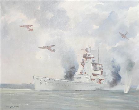 The German Battleship Lutzow being Attacked by RAF Blenheims