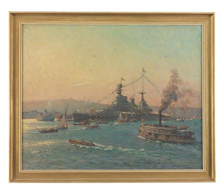 HMS Renown at Port Jackson with HRH Edward, Prince of Wales, for his Australian Royal Visit 26th May - 19th August 1920 by Charles Bryant - Auction record, sale price, and art valuation. Compare with similar artists and explore comparable artworks.