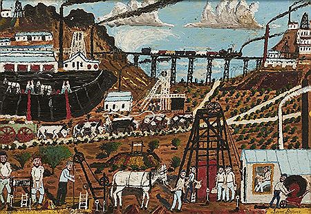 Sample artwork by Samuel Michael Byrne (1883 - 1978), known for naive, folk art painting - View similar artists and auction records
