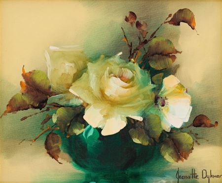 Roses in a Green Vase