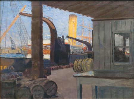 Steamship in the Port of Hamburg. Ca. 1910