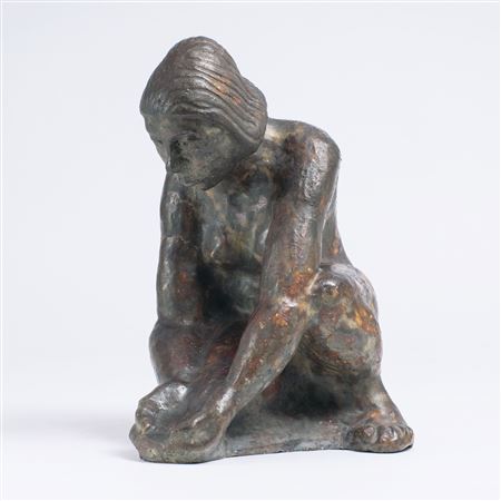 A Scooping Female Nude. by Heinrich Steinhagen - Auction record, sale price, and art valuation. Compare with similar artists and explore comparable artworks.