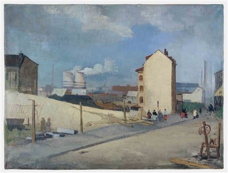 Sample artwork by Richard Gessner (1894 - 1988), known for industrial townscape painting - View similar artists and auction records