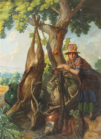 Young girl from Montehermoso (Extremadura) in front of a still life of hunting by Manuel Benedito-Vives - Auction record, sale price, and art valuation. Compare with similar artists and explore comparable artworks.