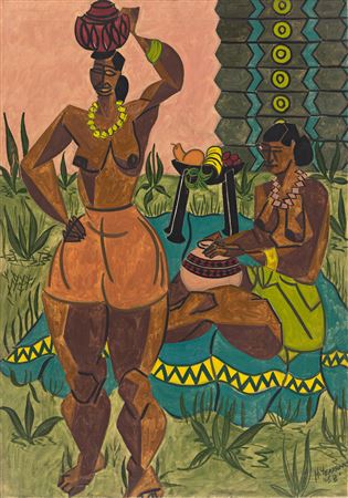 Untitled (Two Women). by Hartwell Yeargans - Auction record, sale price, and art valuation. Compare with similar artists and explore comparable artworks.