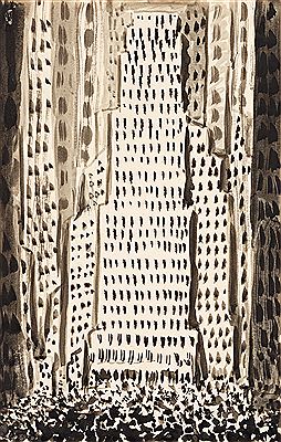 Two cityscape drawings