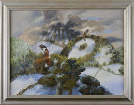 Winter landscape with red kites, Ceredigion
