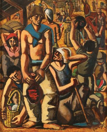 Figures in the Kibbutz, 1947 by Yohanan Simon - Auction record, sale price, and art valuation. Compare with similar artists and explore comparable artworks.