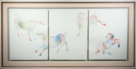 Triptych Watercolor "Painted Ponies"