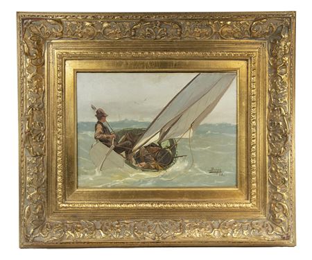 "Close Quarters", depicting a doryman setting out with a heavy load of gear