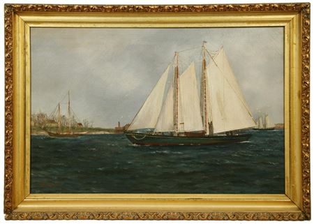 Two Mast Schooner "Harriet", entering harbor