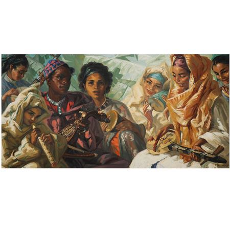 THE MUSICIANS MOROCCO MOROCCAN LADIES PLAYING THE MUSIC