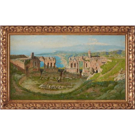 Taormina, ancient theater by Mario Mirabella - Auction record, sale price, and art valuation. Compare with similar artists and explore comparable artworks.
