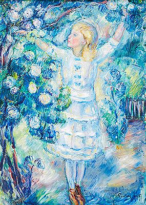 Girl in rose garden