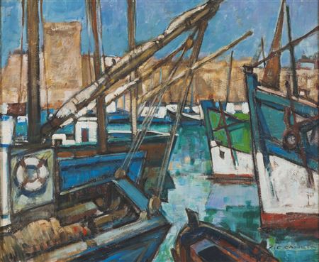 Chalutiers dans le port de Marseille by Jean Frederic Canepa - Auction record, sale price, and art valuation. Compare with similar artists and explore comparable artworks.