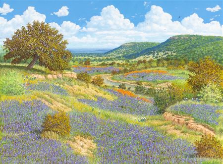 Bluebonnet Riverbank by Manuel Garza - Auction record, sale price, and art valuation. Compare with similar artists and explore comparable artworks.