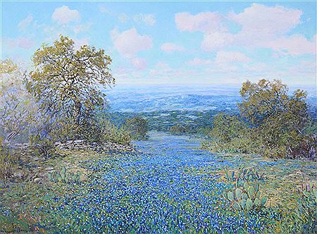 Sample artwork by Robert Harrison (Born 1949), known for bluebonnet floral landscape, river scene, hill country - View similar artists and auction records