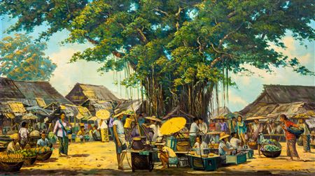 Markt in Bogor / 'Pasar Empang Bogor' by GA Kadir - Auction record, sale price, and art valuation. Compare with similar artists and explore comparable artworks.