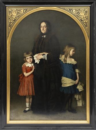 A portrait of Maria Elisabeth Theresia (Elise) Schwartze-Herrmann with her grandchildren Letty and Lizzy Ansingh by Therese Schwartze - Auction record, sale price, and art valuation. Compare with similar artists and explore comparable artworks.
