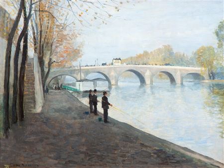 Fishermen along the Seine in Paris