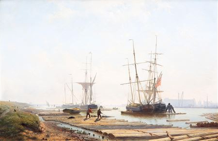 Sailing ships moored at the Westerdok on the IJ, Amsterdam