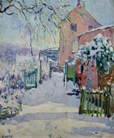 Snow landscape in Dilbeek