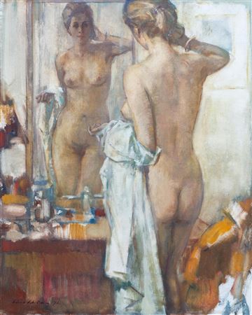 A standing nude in front of the mirror by Sierk Schroder - Auction record, sale price, and art valuation. Compare with similar artists and explore comparable artworks.