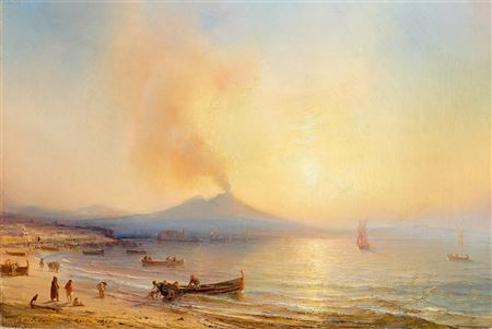 THE GULF OF NAPLES WITH VIEW OF MOUNT VESUVIUS. 1845 by Theodore Antoine Gudin - Auction record, sale price, and art valuation. Compare with similar artists and explore comparable artworks.