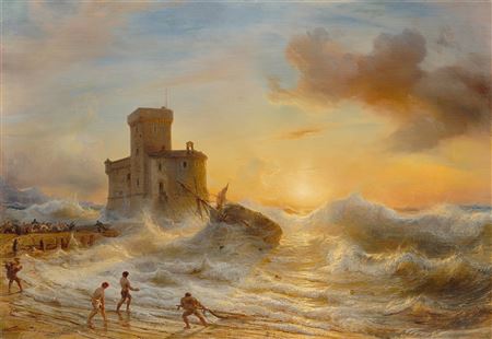 SHIPWRECK AT CASTELLO SUL MARE IN RAPALLO. 1833