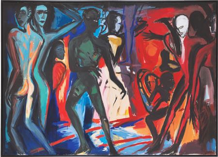 Sample artwork by Helmut Middendorf (Born 1953), known for nightclub dance figures and architecture painting, teaching - View similar artists and auction records