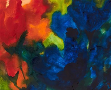 OHNE TITEL (BLÜTEN, BLAU-ORANGE-ROT) by Herbert Beck - Auction record, sale price, and art valuation. Compare with similar artists and explore comparable artworks.