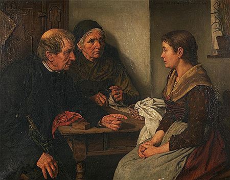 The confession. by Georg Schildknecht - Auction record, sale price, and art valuation. Compare with similar artists and explore comparable artworks.
