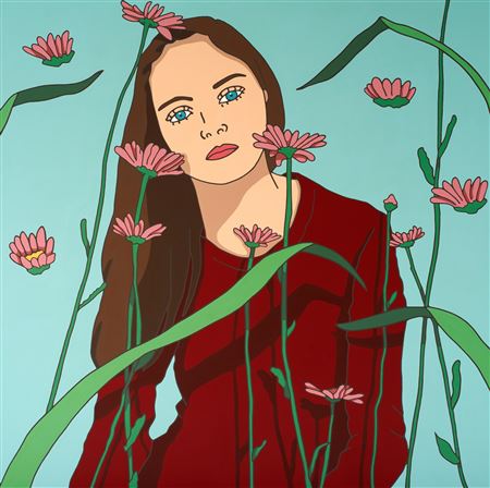 "A Girl with Flowers"