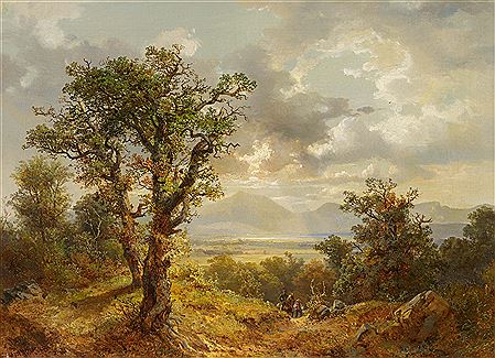View of a Wide River Landscape with Mountains in the Background.