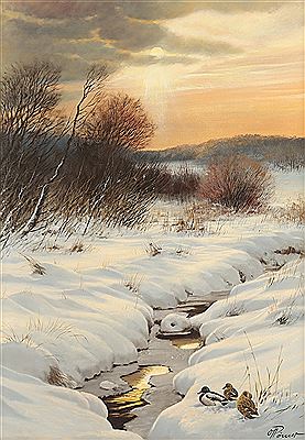 Sample artwork by Oswald Romer (1938 - 1998), known for game birds, animals and figures in landscape painting, drawing, illustration - View similar artists and auction records
