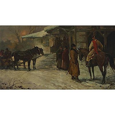 OUTSIDE A VILLAGE TAVERN by Marian Szczerbinski - Auction record, sale price, and art valuation. Compare with similar artists and explore comparable artworks.